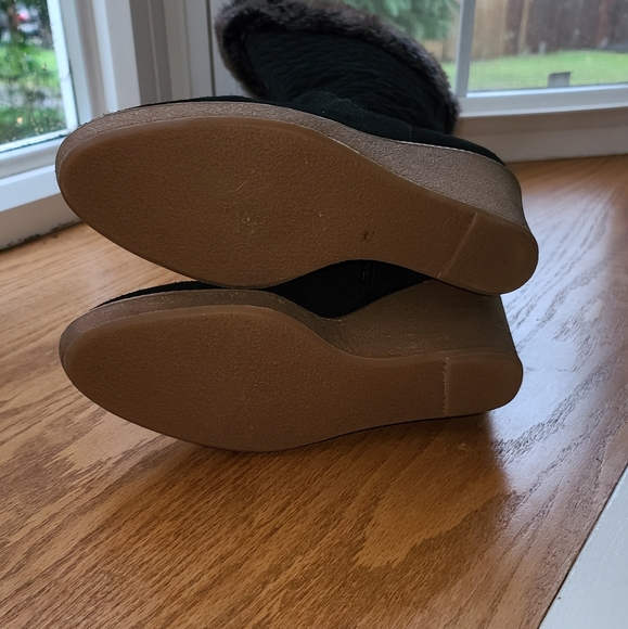 Boot black with grey wedge heel knee High boot - Picture 8 of 15